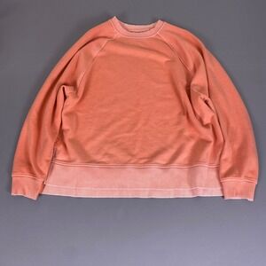 Aerie Sweatshirt Women's Large Coral Pink Oversized Crewneck Raglan Faded Wash